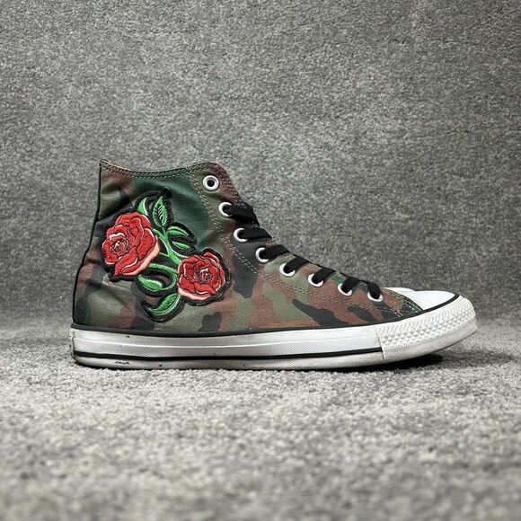 Converse Chuck Taylor All-Star Hi 162875C Mens 9 Womens 11 Camo Rose Patch Shoes - Picture 1 of 13